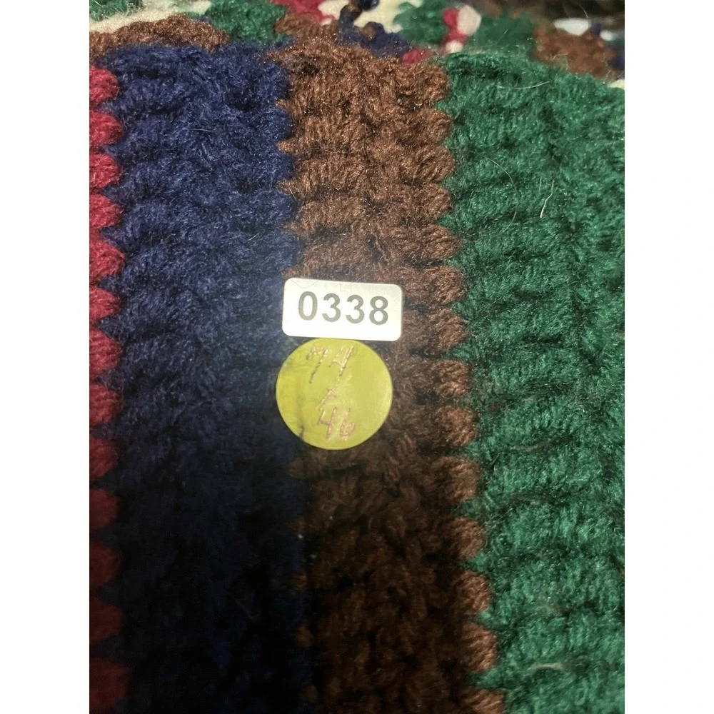 Vintage Handmade Crochet Afghan Striped Blanket Quilt 74